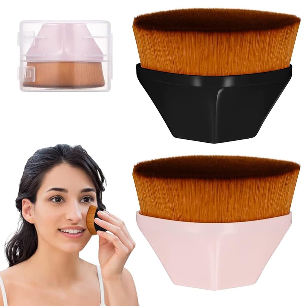 ZIBUYU Foundation Brushes for Makeup Kabuki Foundation Brush Flat Round Soft Face Brushes for Makeup, Brush for Foundation Liquid, Powder with Storage Case Cosmetic Brush Set, (Black & Pink) - 2 ZIBUYU Foundation Brushes for Makeup Kabuki Foundation Brush Flat Round Soft Face Brushes for Makeup, Brush for Foundation Liquid, Powder with Storage Case Cosmetic Brush Set, (Black & Pink) - 2
